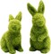 2Pcs Easter Moss Bunny Figurine, Flocked Rabbit Statue Figurine, Green Imitation Moss Rabbit Sculpture, for Easter Festival Garden Yard Home Party Ornament Decoration